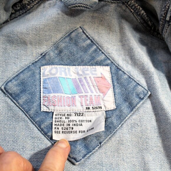 Vintage 80s Faded Painted Girls Jean Jacket, MANDY, Size 10 - Picture 10 of 11